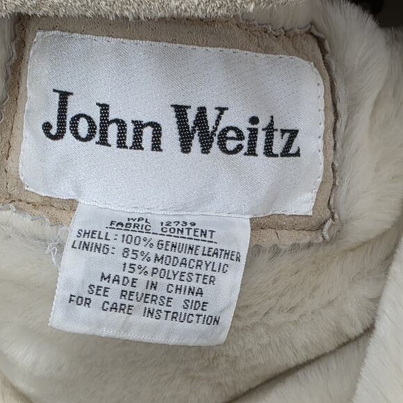 John Weitz Vintage Suede Jacket Coat Faux Fur Leather Sued Tan Beige Size M 70s - Picture 7 of 10
